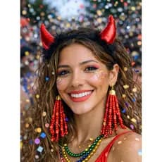 Tiara Chifre Carnaval – Capetinha com Pelúcia (Prata, Dourado ou Vermelho) - tiara metalizado