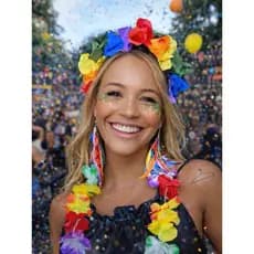 Tiara Havaiana Colorida Floral Carnaval Luau Festa Neon Fantasia Acessório Feminino