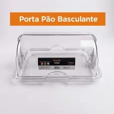 Porta Pão Transparente Cristal Ou Fumê Tampa Basculante Organizador De Cozinha Conserva o Pão Doces