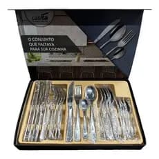 Conjunto Faqueiro 24 Peças Aço Aço Inox Premium Com Caixa