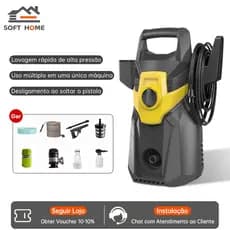 SOFTHOME Lavadora Alta Pressão Compacta Potente Lava Carro Moto Com Aplicador Detergente 1200W