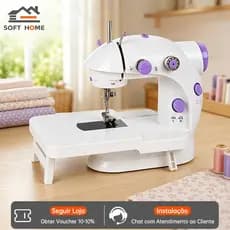 SOFTHOME Mini Maquina De Costura Elétrica Bivolt + Pedal Portátil