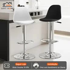 SOFTHOME Cadeira de Bar Preto Ajustavel Altura 360° Giratoria Banco de Cozinha Confortavel para Casa e Bar