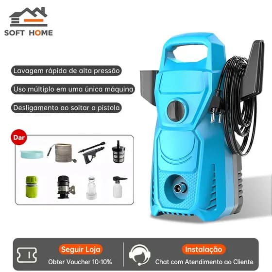 SOFTHOME Lavadora Pressão Alta 1200W Alta Performance Compacta para Carro e Moto
