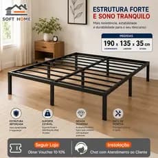 SOFTHOME Estrado De Metal Para Cama De Casal Fácil De Instalar e Dobrável Com Suportes De Ripas De Aço