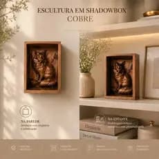 Escultura e Quadro Decorativo Gato Angorá feito em Resina, Decoração Moderna