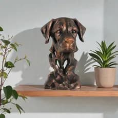 Escultura Decorativa de Cachorro em Resina, Uso para Sala, Quarto, Escritório - Decoração Moderna