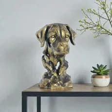 Escultura Decorativa Cachorro Golden em Resina, Design Exclusivo