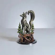 Escultura de Raposa Decorativa em Resina 3D – Peça  Decorativa –  Estatueta Animal  –  Decoração Mística e Elegante
