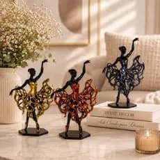 Escultura Bailarina Luminance Decorativa em Resina, Decoração Delicada e Elegante