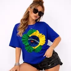 Camiseta Brasil Bandeira em Flor Copa Mundo 2026 VÁRIAS CORES 100% Algodão Envio Imediato Mood.VestFranca