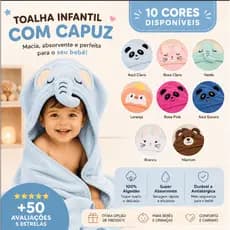 Toalha Infantil Com Capuz Bebê Safari Macia Grande Pós Banho Várias Cores