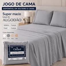 Jogo de Lençol Solteiro ou Casal 400 Fios 3 ou 4 Peças Bordado Ingles Luxo Macio e Elegante