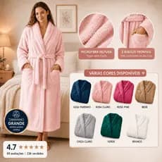 Roupão Microfibra Feminino Peluciado Quentinho Inverno Home Office Pós-Banho