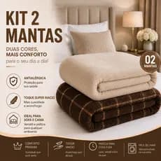 Kit 2 Mantas Casal 1,80x2,00 Extra Macias Fleece Quentinha Sofá, Cama, Home Office