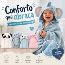 Toalha De Banho Infantil Com Capuz Felpuda Infantil Bebê Criança Bichinhos Grande Toalha Bebê