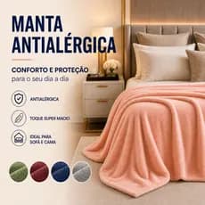 Manta Fleece Casal Antialergica  1,80x2,00 Leve Macia Conforto Cama Sofá Home Office Dia a Dia
