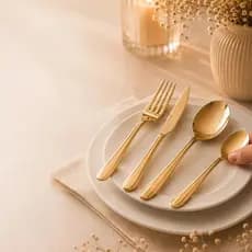 Faqueiro Inox 24 Peças Dourado Gastro Lyor Jogo de Talheres 24 Peças Garfo Faca Colher Mesa