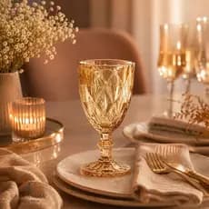 Jogo de Taças Âmbar Diamante Luxo Kit elegante para Mesa Posta 2/4/6 Unidades 340ml Taça Diamante Âmbar Premium