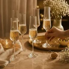 Jogo 6 Taças de Champanhe Cristal Elegante Transparente Cristal bohemia Conjunto 6 Peças Iduna 250ML