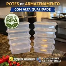 Kit 10 Potes 600ml Organizadores Transparentes marmita fitness alimentos  Cozinha Dia a Dia