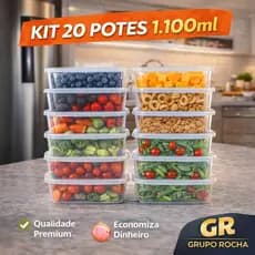 Kit 15 a 20 Potes plástico 1100ml  BPA Free Para Alimentos marmitas utensílios cozinha