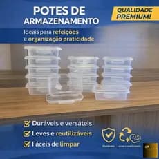 kit 10 potes 800ml com trava  marmitas fitness BPA free  utensílios casa   Cozinha Dia a Dia
