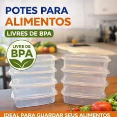 Kit 10 Potes Plástico 600ml BPA Free | Conservação de Alimentos | Cozinha Dia a Dia