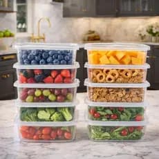 Kit 5 ou 10 Potes Transparentes 1.100ml | Organização de Alimentos BPA Free marmita  cozinha