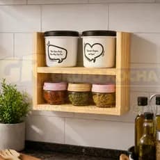 Porta Temperos Organizador de bancada Condimentos madeira pinus casa cozinha decoração