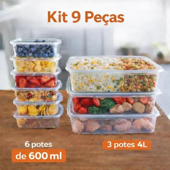 KIT 9 POTES PLASTICO MULTIUSO ARMAZENAR ALIMENTOS BPA Free COZINHA UTENSILIOS DIA A DIA MULTIUSO