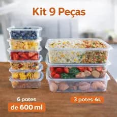 KIT 9 POTES PLASTICO MULTIUSO ARMAZENAR ALIMENTOS BPA Free COZINHA UTENSILIOS DIA A DIA MULTIUSO