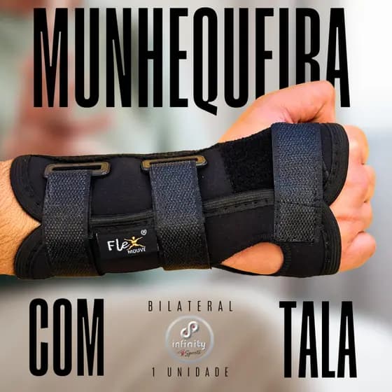 Munhequeira com Tala média Órtese Flex Mouve Original 3 Velcros Dor no Pulso Tendinite Compressora Imobilizadora