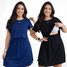 Vestido Amamentação Gestante Pós Parto Saida Maternidade Casual Gravida Amamentar Camisola