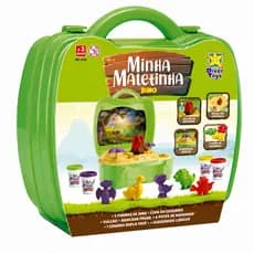 Playset Minha Maletinha Dino com 4 Massinhas Divertoys Kit Completo para Fazer Brincadeiras Atóxico