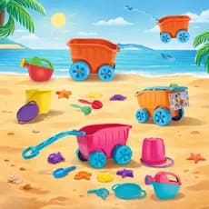 Carriola de Praia Areia Sitio Infantil Divertoys Rosa ou Laranja Baldinho Pázinha Forminhas