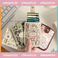 Estojo Para Cartão De Pintura A Óleo Floral Removível Com Fivela Porta-Cartões De Identificação De Grande Capacidade Cri
