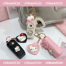 Portátil Kt Gato Batom Boca Envelope Vermelho Simples Amor Espelho Saco Pingente Conjunto De Armazenamento Chaveiro