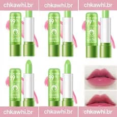 Pacote Com 5 Bálsamo Labial Hidratante Natural De Aloe Vera Maquiagem Barata