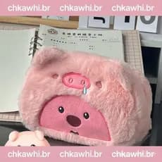 Estojo Para Lápis Kawaii Plush Saco Púrpura De Grande Capacidade Rosa Kawaii Fofo Cosmético Bonito De Volta Para A Escol