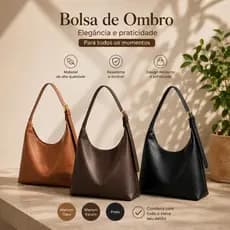 Bolsa Feminina Casual Textura Macia De Ombro e Transversal Alça Ajustável Couro Sintético