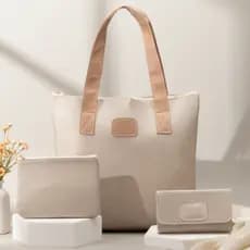 Bolsa Feminina Sacola Bag Shopper Verão + Carteira + Necessaire