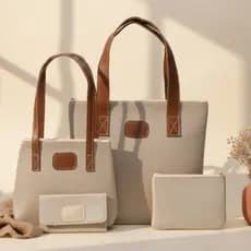 Bolsa Feminina Kit Sacola Bag + Mini Tote + Carteira + Necessaire 4 Peças