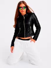 Jaqueta De Couro Feminina Casaco Inverno Blusa Frio Moda Jaqueta Feminino Courino Impermeável