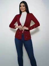 Blazer Casaco Alfaiataria Com Botões Feminino Moda Social Trabalho