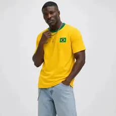 Camisa Brasileira Masculina Manga Curta Gola Redonda Brasil