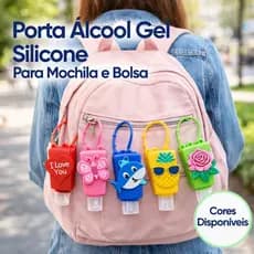 Porta Álcool Gel Silicone 30ml Chaveiro Mochila Bolsa Recarregável Portátil Colorido