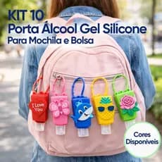 Kit 10 Porta Álcool Gel Silicone 30ml Chaveiro Mochila Bolsa Recarregável Portátil Colorido
