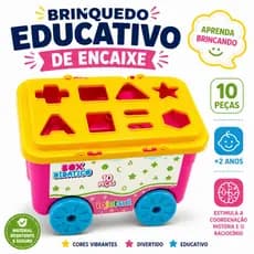 Brinquedo Educativo Infantil Carrinho Encaixe Formas Geométricas Box Didático 10 Peças Colorido