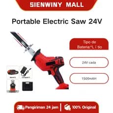 Portable Electric Saw 24V Rechargeable Lithium Battery - Multipurpose for Wood/Metal/Plastic